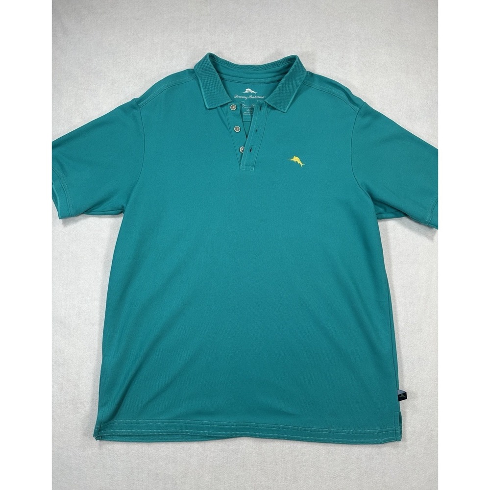 Tommy Bahama Men's Island Zone Polo Shirt M Teal Supima Golf Casual